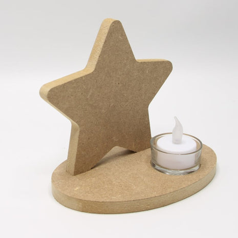 Theelichthouder Ster van MDF – 12 mm | Niet Geschikt voor Sublimatie | DIY Houten Decoratie
