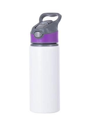 Witte aluminium waterfles van 650 ml met schroefdop Paars voor sublimatie