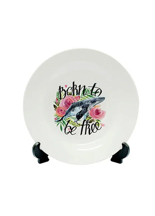 Keramisch bord 27cm met standaard voor sublimatie