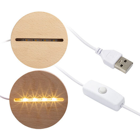 Houten LED lamp basis rond voor sublimatie