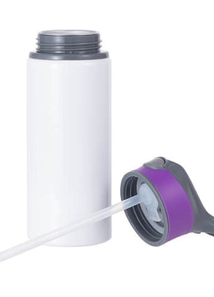 Witte aluminium waterfles van 650 ml met schroefdop Paars voor sublimatie
