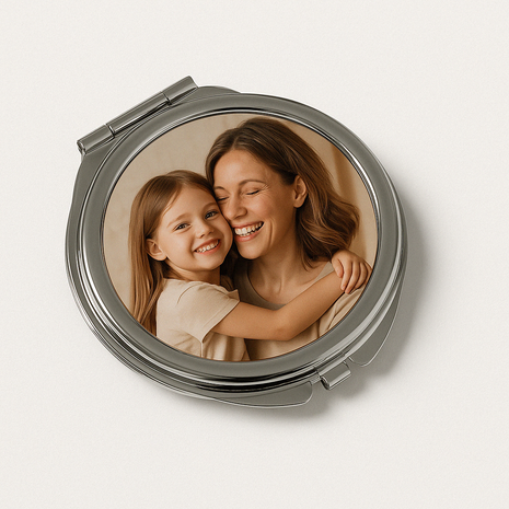 Rond Metalen Spiegeltje voor Sublimatie – Zilver, Afsluitbaar