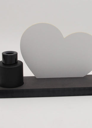 Sublimatie Hart met Zwart Vaasje – Houten Plankje 18mm Multiplex – Hart met Glanzende Witte Toplaag – Perfect voor Cadeau of Decoratie