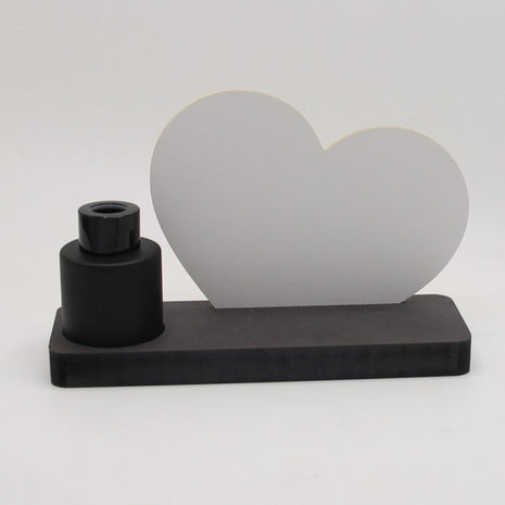 Sublimatie Hart met Zwart Vaasje – Houten Plankje 18mm Multiplex – Hart met Glanzende Witte Toplaag – Perfect voor Cadeau of Decoratie