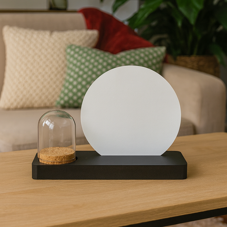 Plankje Zwart MDF Sublimatie Cirkel met Glazen Globe & Kurkstop | Complete Set