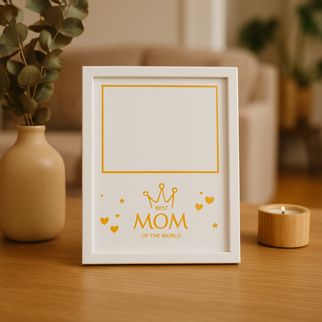 Glasframe Best Mom of the World voor Sublimatie – 12,7 x 17,8 cm (excl. houten basis)