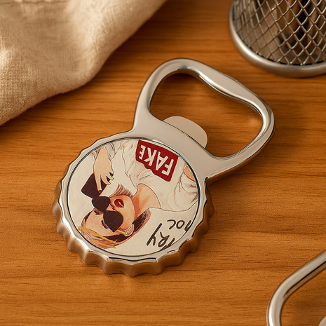 Metalen Flesopener Kroonkurk voor Sublimatie – Zilver/Wit Glans