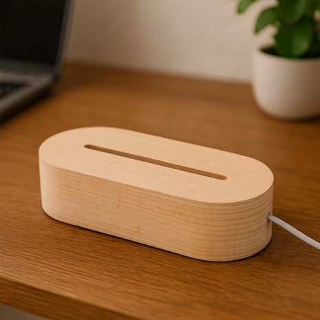 Houten LED lamp basis ovaal voor sublimatie