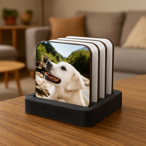 Untersetzer quadratisch aus Pappe und Kork glänzend zur Sublimation