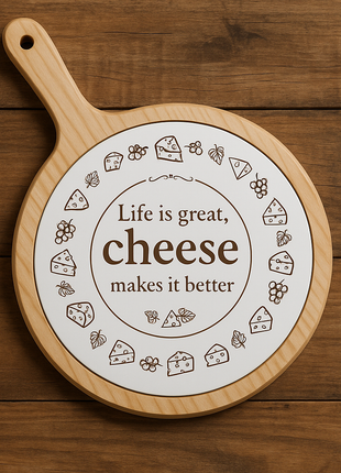 Houten Kaasplank Rond met Keramische Tegel voor sublimatie