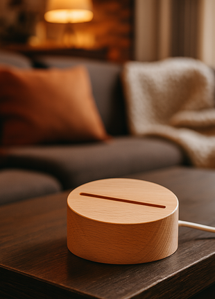 Houten LED lamp basis rond voor sublimatie