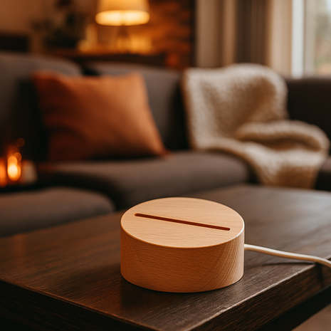 Houten LED lamp basis rond voor sublimatie