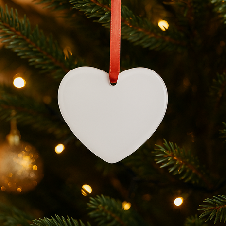 Glass Christmas Tree Pendant Heart Medium for sublimation