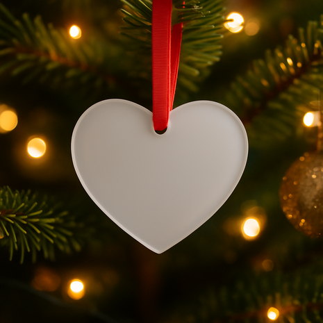 Glass Christmas tree pendant Heart Small for sublimation