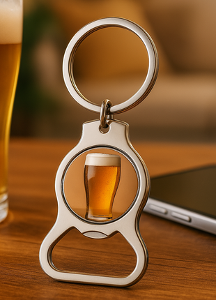 Metalen Sleutelhanger met Flesopener 3x9,5 cm – Voor Sublimatie & Bedrukking