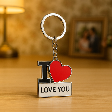 Metal Keychain I-Love for sublimation