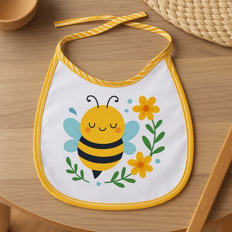 Slabbetje met Geel gestreepte bies voor sublimatie