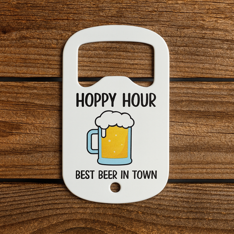 Metalen Flesopener Wit met gat voor sleutelbos voor sublimatie Let op Mini