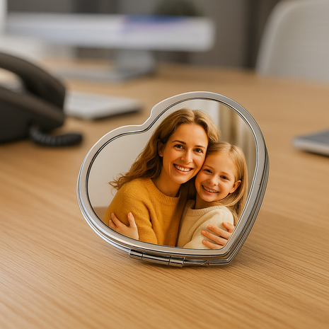 Hartvormig Metalen Spiegeltje voor Sublimatie – Zilver, Afsluitbaar