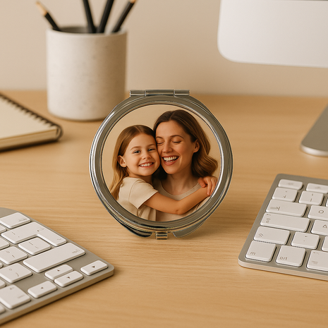 Rond Metalen Spiegeltje voor Sublimatie – Zilver, Afsluitbaar