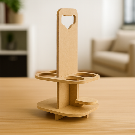 MDF Kadoverpakking voor 4 Bierflesjes met Handvat – Personaliseerbaar *niet voor sublimatie*