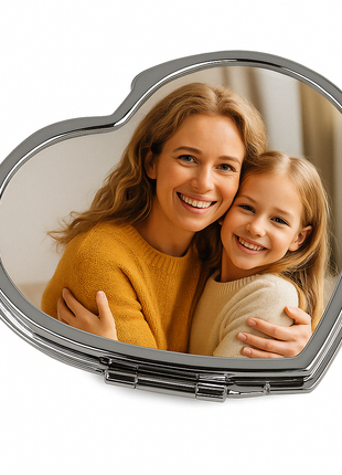 Herzförmiger Metallspiegel für Sublimation – Silber, verschließbar