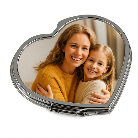 Hartvormig Metalen Spiegeltje voor Sublimatie – Zilver, Afsluitbaar