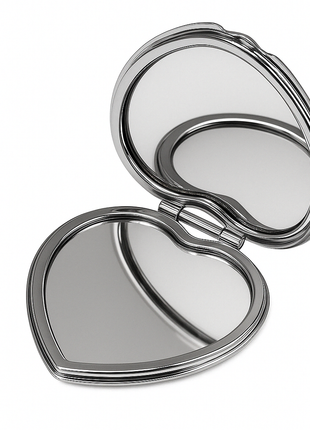 Herzförmiger Metallspiegel für Sublimation – Silber, verschließbar