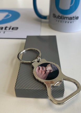 Metalen Sleutelhanger met Flesopener 3x9,5 cm – Voor Sublimatie & Bedrukking