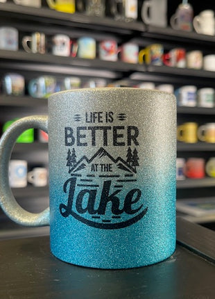 330ml (11oz) Glitter Mok Zilver/ Blauw voor sublimatie