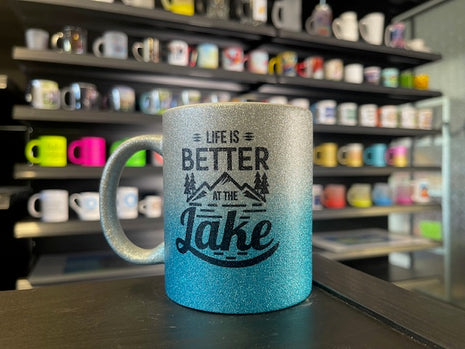 330ml (11oz) Glitter Mok Zilver/ Blauw voor sublimatie