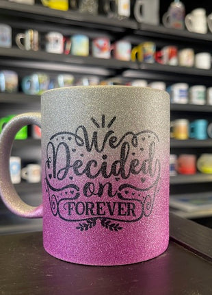 330ml (11oz) Glitter Mok Zilver/Roze voor sublimatie