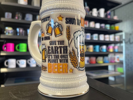 650ml (22oz) Keramisch Bierpul met gouden randjes voor sublimatie