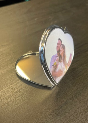 Herzförmiger Metallspiegel für Sublimation – Silber, verschließbar