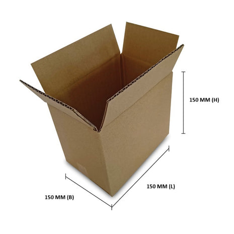 Kartonnen Dozen, Enkelgolf, 150 x 150 x 150 mm, Bruin