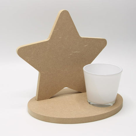 Theelichthouder Ster Groot van MDF | Inclusief Glazen Houder | Niet Geschikt voor Sublimatie