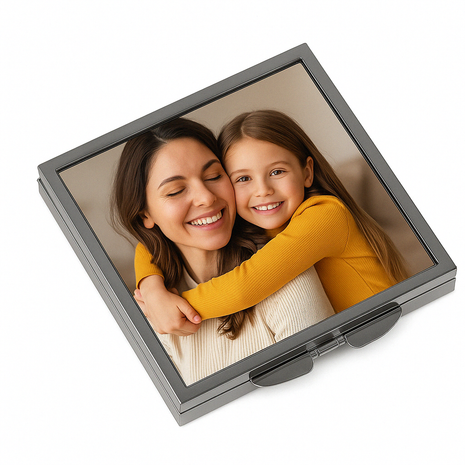 Vierkant Metalen Spiegeltje voor Sublimatie – Zilver, Afsluitbaar