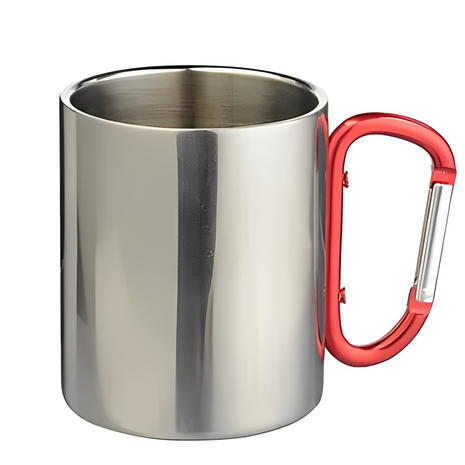 300ml (10oz) Mok RVS Zilver voor sublimatie met karabijnhaak