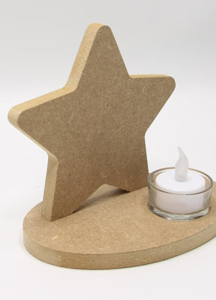 Theelichthouder Ster van MDF – 12 mm | Niet Geschikt voor Sublimatie | DIY Houten Decoratie