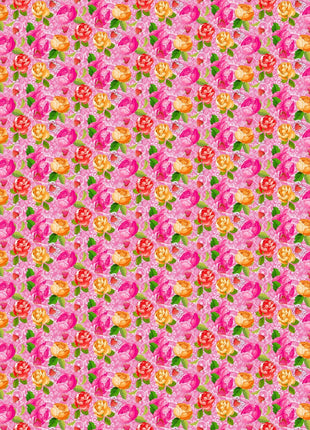 Vaessen Creative • CoCo-ton katoen stof 45x50cm so cute roze bloemen motief