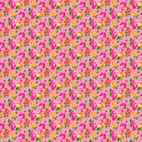 Vaessen Creative • CoCo-ton katoen stof 45x50cm so cute roze bloemen motief