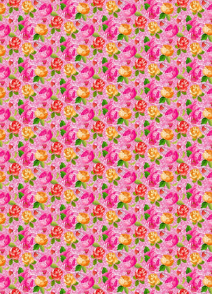 Vaessen Creative • CoCo-ton katoen stof 45x50cm so cute roze bloemen motief