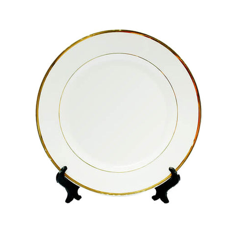 Keramisch bord 18cm gouden randen met standaard voor sublimatie