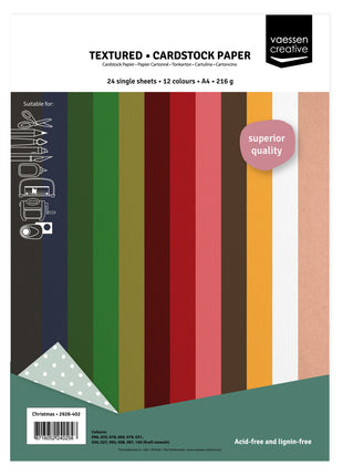 Vaessen Creative • Cardstock Papier A4 Kerst Multipack 24x