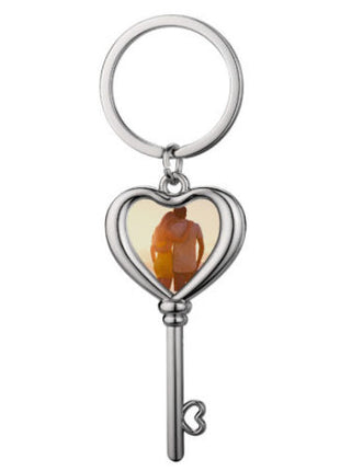 Metalen Sleutelhanger Key To My Heart voor Sublimatie – Zilver/Wit Glans (incl. plakplaatje & tape)