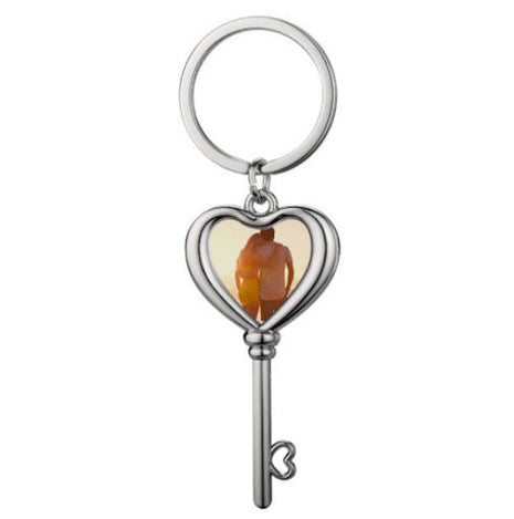 Metalen Sleutelhanger Key To My Heart voor Sublimatie – Zilver/Wit Glans (incl. plakplaatje & tape)