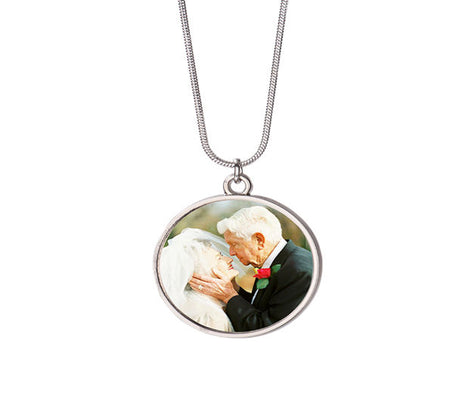 Ketting Rond voor Sublimatie – Inclusief bedrukbaar plaatje (Zilver/Wit Glans)