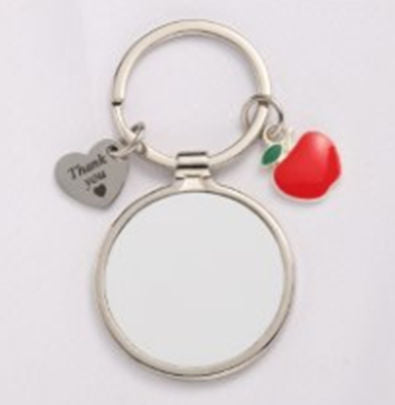 Metalen Sleutelhanger Leerkracht voor Sublimatie – Zilver/Wit Glans (incl. plakplaatje & tape)