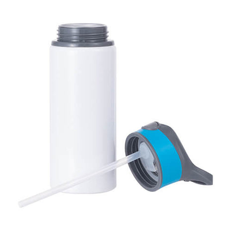 Witte aluminium waterfles van 650 ml met schroefdop Blauw voor sublimatie