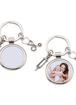 Metalen Sleutelhanger voor Sublimatie – Zilver/Wit Glans (inclusief plakplaatje & tape)